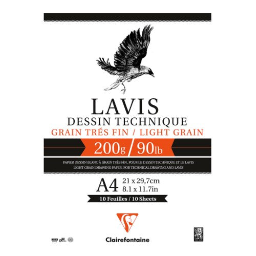 Lavis Dessin A4 Technical Drawing Pad with 10 acid-free sheets, smooth surface, ideal for precise artistic work.