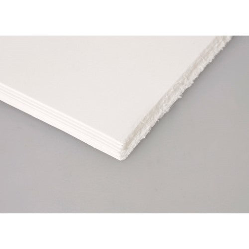 Pack of 10 Fontaine Glazed Paper sheets, 300g, 56x76cm, with elegant deckle edges, ideal for watercolor and mixed media art.