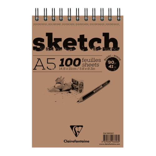 Clairefontaine A5 sketch pad with 90gsm white paper, perfect for diverse drawing techniques and portable creativity.