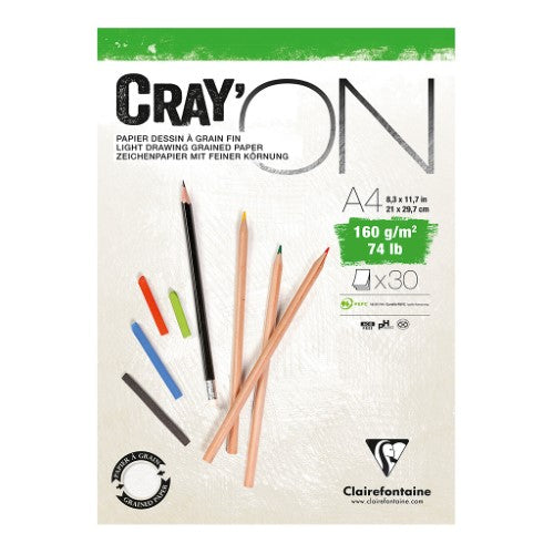 CrayON Pad A4 features 160gsm cellulose paper with two surfaces for versatile sketching, drawing, and mixed media use.