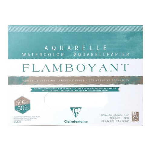 Flamboyant 24x32cm watercolor pad, 300gsm, 20 sheets, extra rough surface for vibrant, textured artwork.