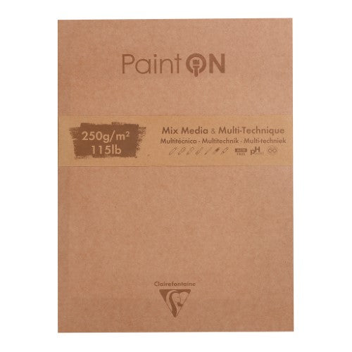 PaintON Pad Assorted 23x30.5cm with 50 sheets, ideal for watercolor and acrylic, featuring a stylish Kraft cover.
