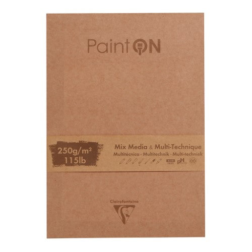PaintON Pad 50 sheets 17.6x25cm with Kraft cover, assorted styles for painting and sketching, ideal for all mediums.