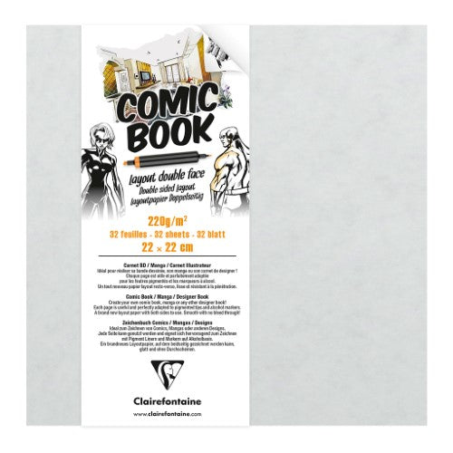 Clairefontaine Comic Book featuring a customizable cover, 220g paper, perfect for artists and comic creators.