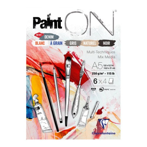 A5 PaintON Pad featuring 24 assorted textured sheets in six colors, ideal for versatile art projects.
