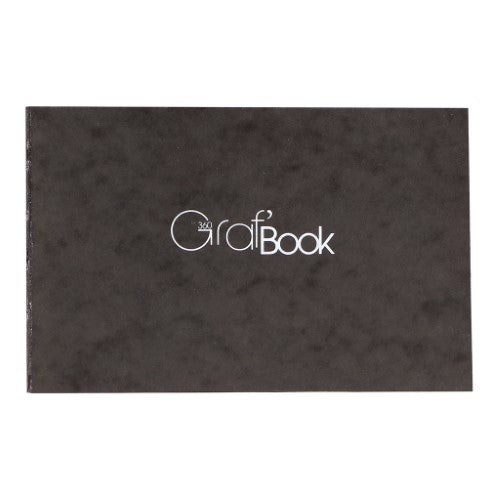 GrafBOOK 360 Notebook featuring a sleek black cover and 100gsm blank pages for versatile sketching and note-taking.