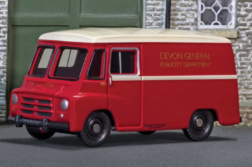 1/76 scale diecast Morris LD Van with Devon Gnrl livery, perfect for model railways and diecast collectors.