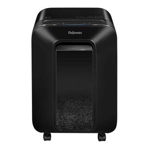 Compact Fellowes LX200 shredder with 12-sheet capacity, Jam Proof, SafeSense, and mini-cut security for home use.