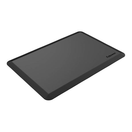 Fellowes Everyday Sit Stand Mat promoting comfort and support, with anti-fatigue features and beveled edges for safety.