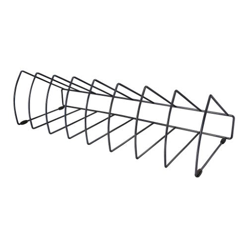 Triangular 8-slot file rack in black, made of stainless steel for organizing folders, files, and magazines while protecting surfaces.