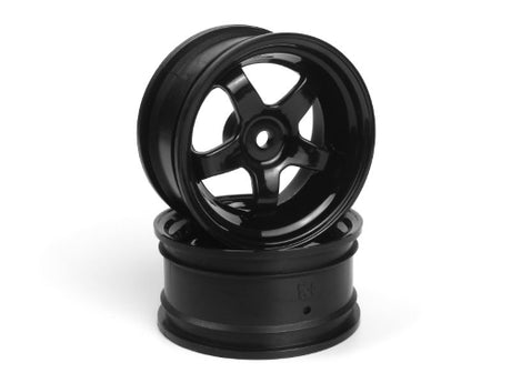 Sleek gloss black Work Meister S1 wheels 26mm, offering durability, lightweight agility, and a perfect RC car stance.
