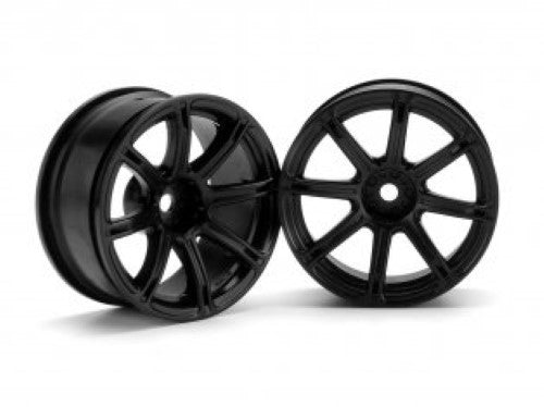 1/10 W: WE XC8 Black wheels designed for RC cars, featuring 26mm width and 6mm offset for optimal performance.