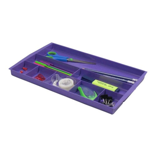 Italplast Drawer Tidy in Grape, featuring 8 compartments for organized stationery in vibrant color.