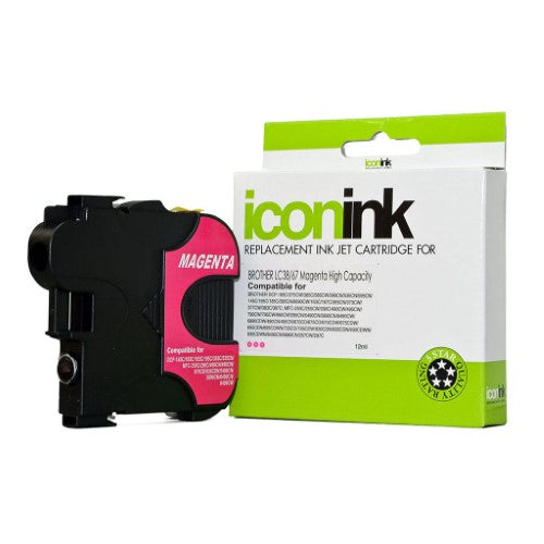 Icon Compatible Brother LC38 LC67 Magenta Ink Cartridge for vibrant prints, 325 pages yield, quick installation, compatible with various models.