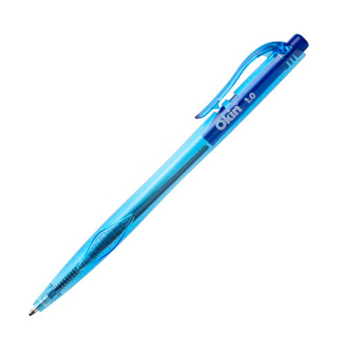 Pack of 50 Icon Ballpoint Retractable Pens in medium blue, featuring smooth, waterproof, and fade-proof ink for reliable writing.