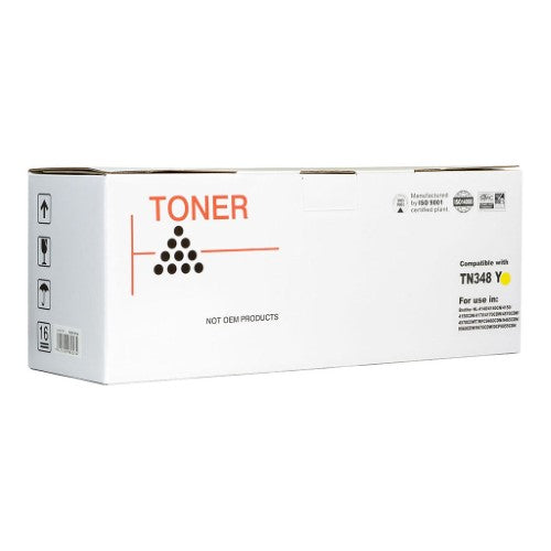 Icon compatible yellow toner cartridge for Brother printers, yields 6,000 pages, delivers vibrant, sharp prints.