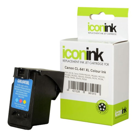Icon Remanufactured Canon CL641 XL Colour Ink Cartridge for vibrant printing, yielding up to 400 pages, compatible with various Canon models.