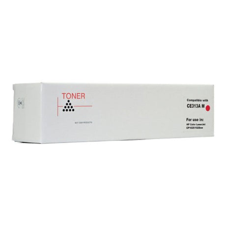 Icon Compatible HP CE313A Magenta Toner Cartridge for vibrant prints, 1000 page yield, easy installation, and HP compatibility.