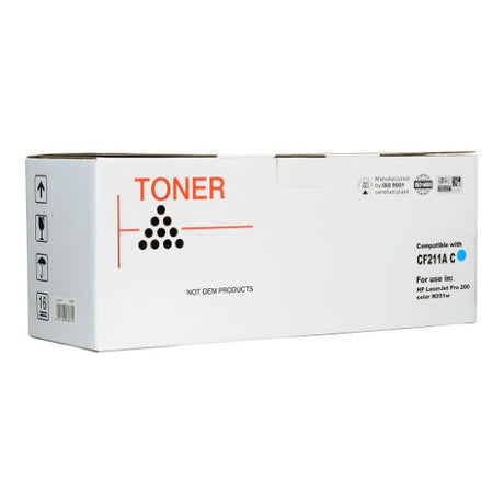 Icon Compatible HP CF211A Cyan Toner Cartridge for vibrant prints, 1800 page yield, compatible with HP Laserjet 200 MFPs.