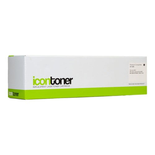 Icon Compatible HP CF350A Black Toner Cartridge for sharp, professional prints, yielding up to 1300 pages, easy to install.