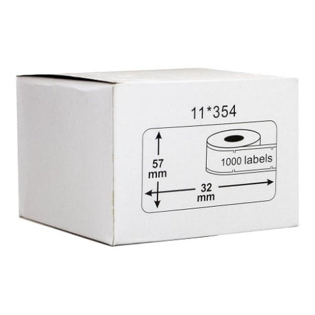 Removable Dymo LW labels, 57x32mm, 1000 labels per roll, ideal for shipping and organization with clear printing.