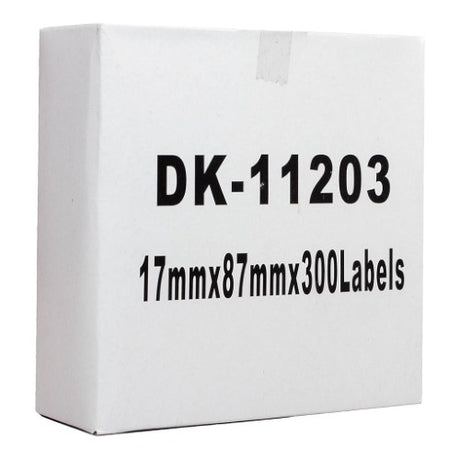 High-quality Icon DK labels, 17x87mm, 300 roll, perfect for versatile labeling with sharp black print on white.