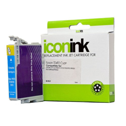 Cyan ink cartridge for Epson printers, yields up to 430 pages, delivers vibrant colors for high-quality prints.