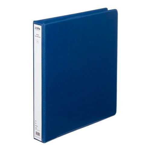 Navy Blue A4 Icon Insert Binder with 2D ring clip and customizable front for organized document storage.