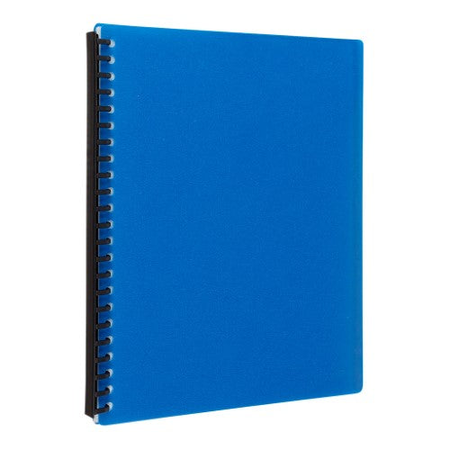 Blue Icon Refillable Display Book with 20 pockets for A4 documents, featuring a durable cover and spiral spine for easy organization.