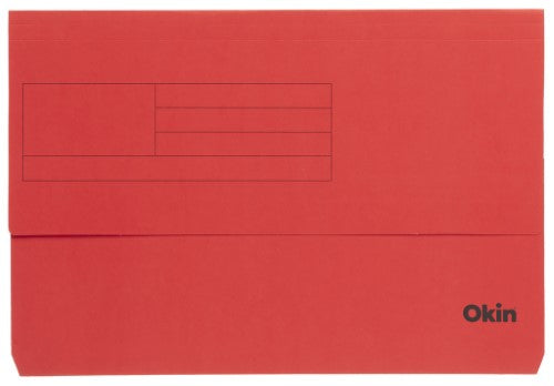 Vibrant red document wallet with expanding gusset, perfect for organizing A4 files and papers securely.