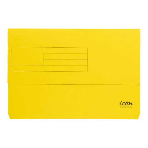 Yellow Icon Card Document Wallet FS, durable with expanding gusset for organized document storage, ideal for A4 files.