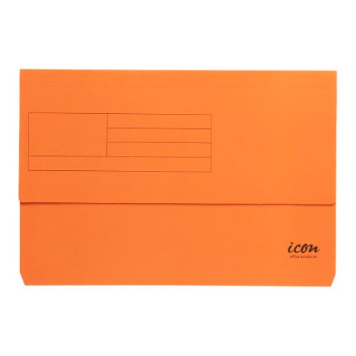 Vibrant orange Icon Card Document Wallet with expanding gusset, perfect for organizing A4 papers and files.