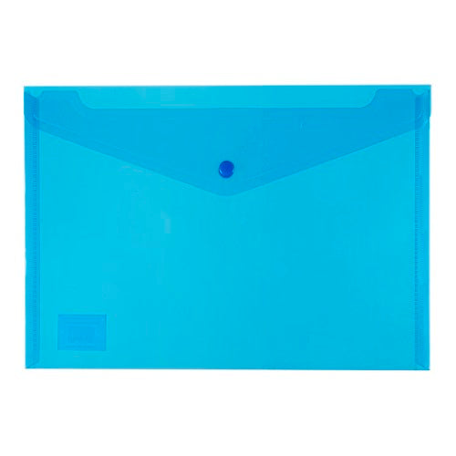 Icon PP Document Wallet A4 in blue with snap button closure, holds up to 150 sheets; perfect for organizing documents.