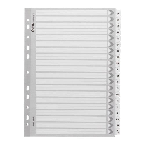 Icon Cardboard Indices A-Z with reinforced tabs, perfect for organizing documents in A4 size for home and office use.