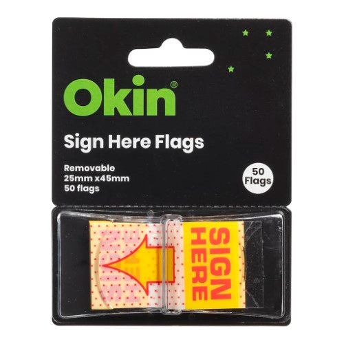Vibrant self-adhesive pop-up flags for marking documents, 25x45mm, writable, reusable, pack of 50 for organized clarity.