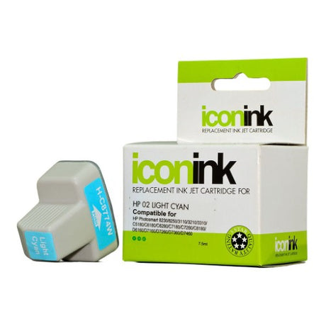 Light cyan ink cartridge for HP printers, ensuring vibrant colors and high print quality with 8ml page yield.