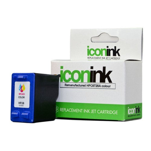 Icon Remanufactured HP 28 Colour Ink Cartridge for vibrant prints, compatible with many HP models, 15 ml, easy to install.