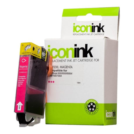 Icon Compatible HP 920 Magenta XL Ink Cartridge for vibrant prints, yielding up to 700 pages, compatible with multiple HP printers.