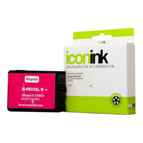 Icon Compatible HP 933 XL Magenta Ink Cartridge for vibrant prints, 825-page yield, compatible with HP OfficeJet models.