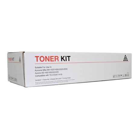 Icon Compatible Kyocera TK410 Black Toner Cartridge for sharp prints, 15,000 page yield, compatible with various Kyocera models.