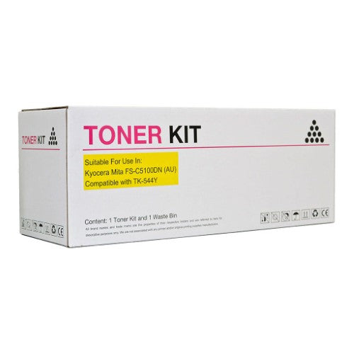 Icon Compatible Kyocera TK544 Yellow Toner Cartridge for FSC5100DN, yields up to 4,000 pages with vibrant color quality.