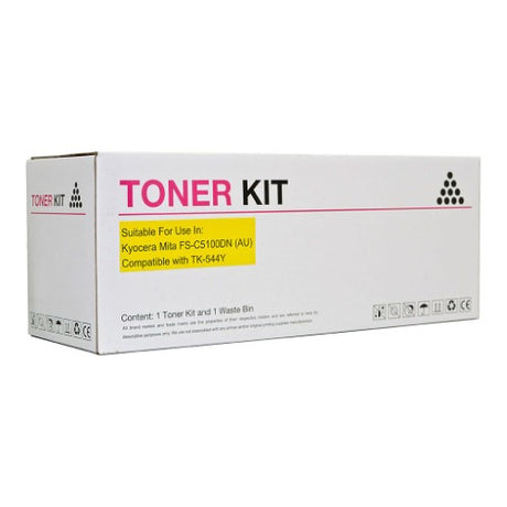 Icon Compatible Kyocera TK544 Yellow Toner Cartridge for FSC5100DN, yields up to 4,000 pages with vibrant color quality.