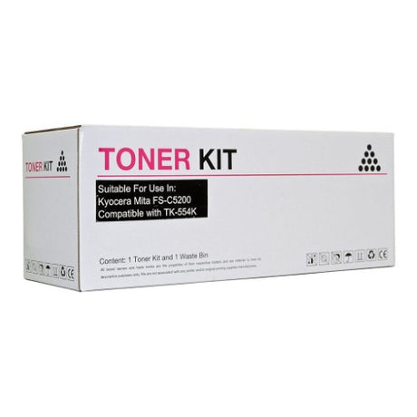 Icon Compatible Kyocera TK554 Black Toner Cartridge for FSC5200DN, prints up to 7,000 pages, delivers crisp, high-quality documents.