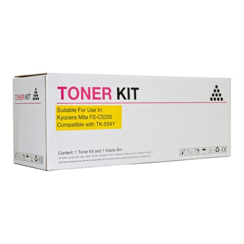 Icon Compatible Kyocera TK554 Yellow Toner Cartridge for vibrant prints, 6000-page yield, easy installation, fits FSC5200DN.