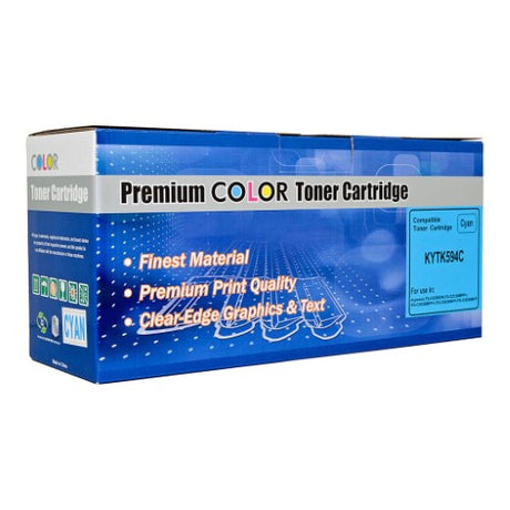 Icon Compatible Kyocera TK594 Cyan Toner Cartridge for vibrant, professional prints, yielding up to 5,000 pages.