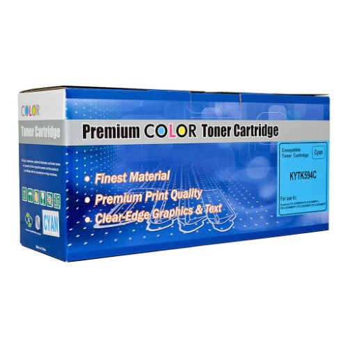 Icon Compatible Kyocera TK594 Cyan Toner Cartridge for vibrant, professional prints, yielding up to 5,000 pages.