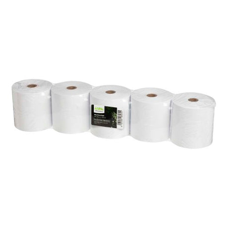 Pack of 5 Icon Machine Rolls, 76x76mm, ideal for EFTPOS and cash registers, offers durable, high-quality bond paper for clear prints.