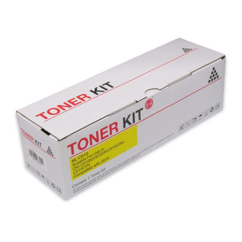Icon Compatible OKI C610 Yellow Toner cartridge ensuring vibrant prints, 6000-page yield, and easy installation for reliable performance.