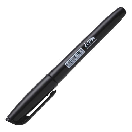 Pack of 12 Icon Permanent Marker Pens in black, ideal for writing on various surfaces with quick-drying, fade-resistant ink.