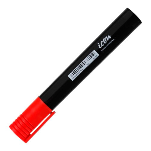 Pack of 12 red Icon permanent markers with bullet tips, ideal for crafting and labeling on various surfaces.